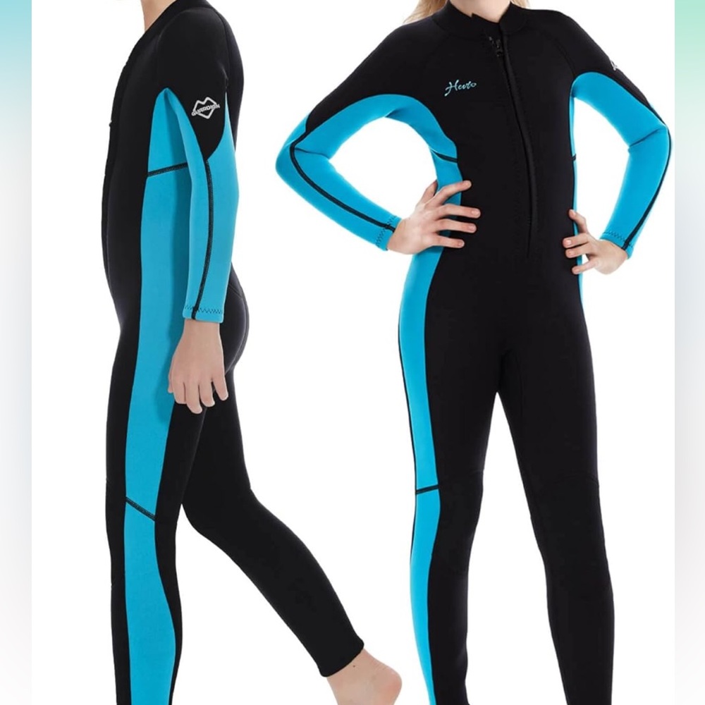 Hevto Wetsuit Youth 3/2mm Front Zip Neoprene Diving Surfing Swimming Suit NWOT